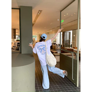 COD✅ (จัดส่งในกรุงเทพฯ) MAO Shop เสื้อยืด oversize - แฟชั่นโบว์สวยพิมพ์เสื้อยืดแขนสั้น เสื้อยืด y2k