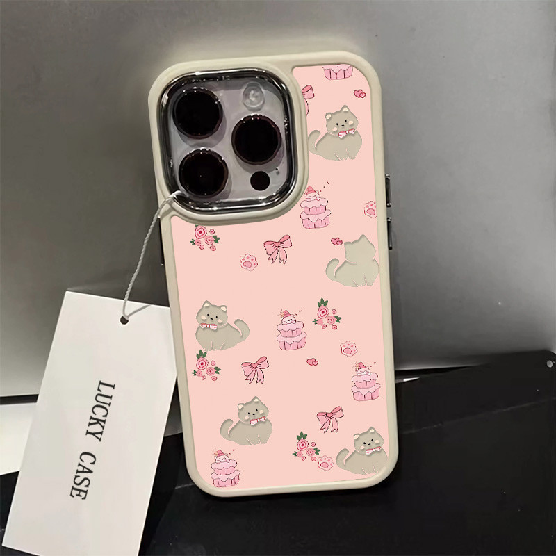 Creative เค้กลูกแมวรูปแบบเคสโทรศัพท์เข้ากันได้สําหรับIPhone 15 11 14 12 13 Pro Max X XR XS Max 7/8 Plus SE 2020 ปลอกอ่อนซิลิโคนกันกระแทกแฟชั่นและเคสใจกว้าง
