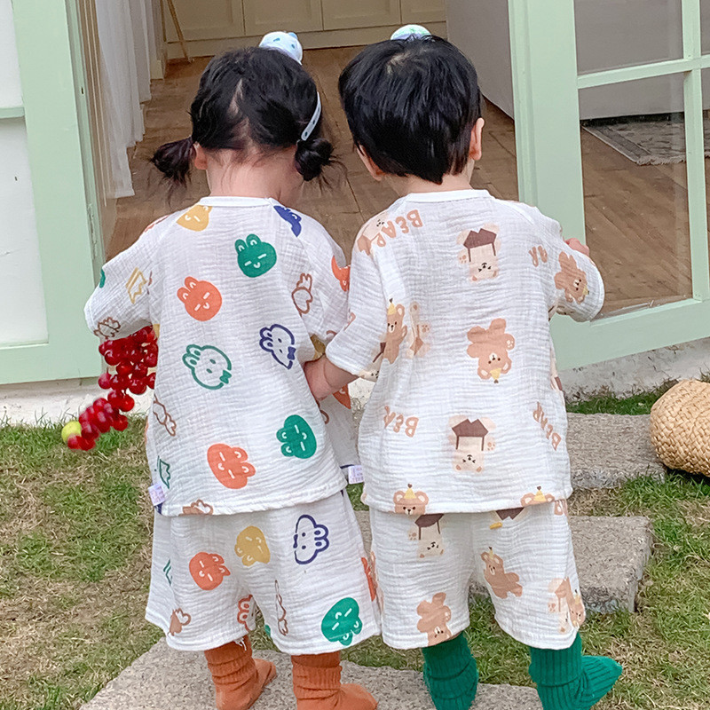 2ชิ้นฤดูร้อนเสื้อผ้าเด็กทารกชุดเด็กการ์ตูนแขนสั้น ยู นิสซ์ เด็กท็อปส์กับกางเกงขาสั้นเด็กทารกชายหญิงชุด