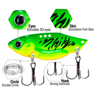 1pcs 3.5g/5g/7g/10g/14g โลหะสีสัน VIB Lure 3D ตา Sinking Jig Hard เหยื่อช้อน Spinner ตกปลา Lure Fishing Tackle สําหรับ Bass Walleye ปลาเทราท์