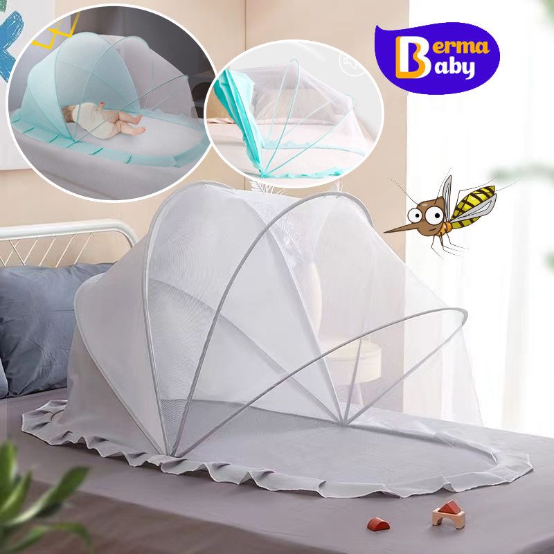 Berma Baby มุ้งครอบเด็กอ่อน มุ้งพับได้ ป้องกัน 360° มีที่บังแสง มุ้งขนาดพกพา สำหรับเด็ก