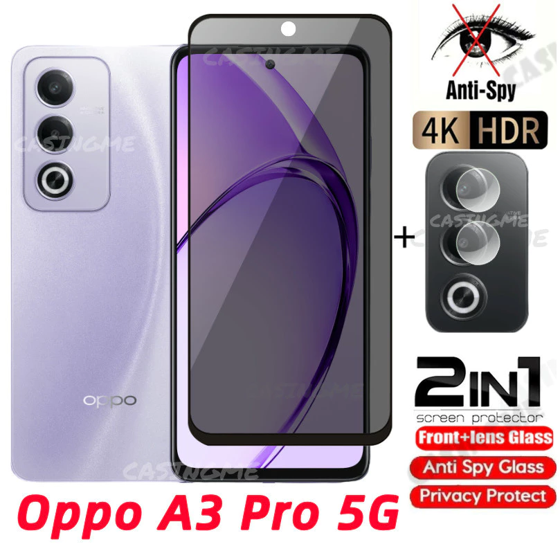 Oppo A3 Pro 5G A3x 2024 กระจกนิรภัยส่วนตัว Anti-Spy คลุมทั้งหมดปกป้องหน้าจอ Anti Peek ฟิล์มความเป็นส่วนตัวสําหรับ Oppo A3 Pro A3Pro 3A OppoA3Pro 5G 4G 2024 Anti Peek ฟิล์มความเป็นส่วนตัว