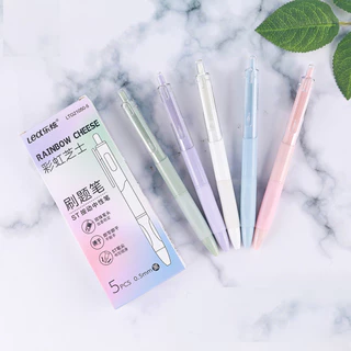 ohayo ปากกาหมึกเยอะ ปากกาแบบกด ขนาด 0.5mm เขียนลื่น 5 ด้าม / กล่อง ปากกาเจล มึกสีดํา เหมาะสําหรับการเขียนข้อสอบ