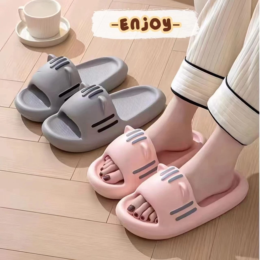 🍓EnJoy🍓 พร้อมส่ง (LT-3240) รองเท้าแตะผู้หญิง สไตล์น้องแมว ดีเทลน่ารัก ยางนิ่ม 😍 สีมินิมอล