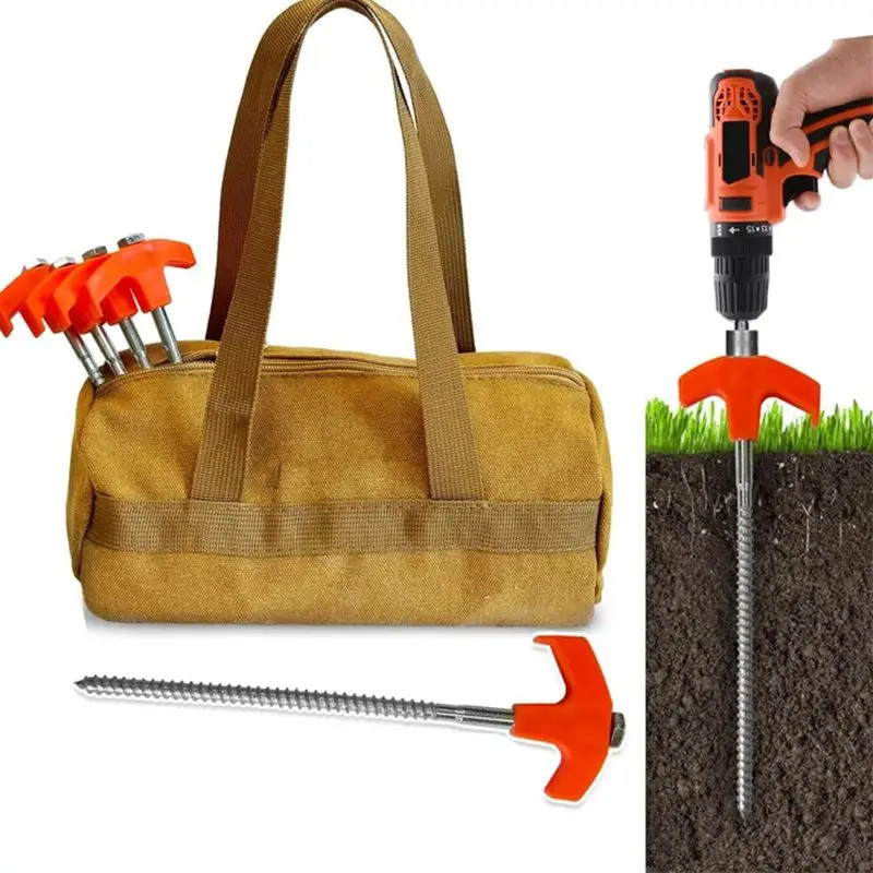 8 "สกรูเต็นท์ Stakes Ground Anchors M8 5 ชิ้น Heavy Duty หมุด Camping เต็นท์ Ground เล็บ