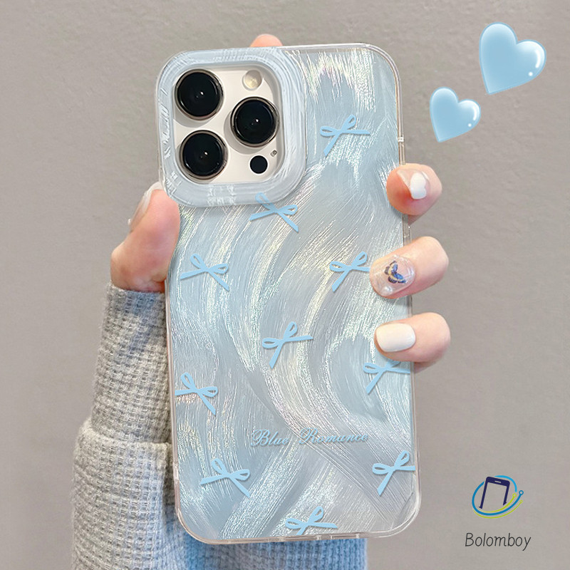 สำหรับเคสไอโฟน11 สวยงาม 12 13 14 16 pro max 15 plus โบว์สีน้ำเงิน แวววาว แฟชั่น กันกระแทก ป้องกันกล้อง ทนทานต่อการตกหล่น