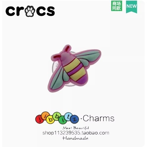 Crocs Jibbitz Charms เหมาะสําหรับ Crocs Jibbitz รองเท้าหัวเข็มขัดผู้หญิงรูรองเท้าหัวเข็มขัดดอกไม้น่ารัก Bee