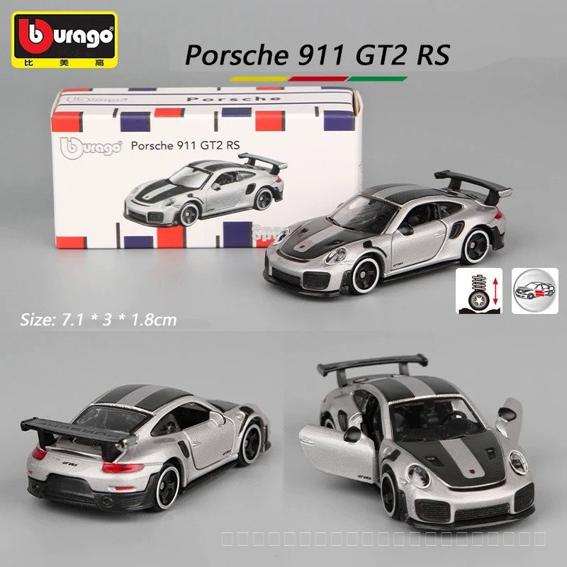Bburago 1/64 PORSCHE 911 GT2 RS Alloy Miniature รถของเล่น Diecast รถ Replica ผู้ที่ชื่นชอบคอลเลกชันสําหรับของขวัญเด็ก