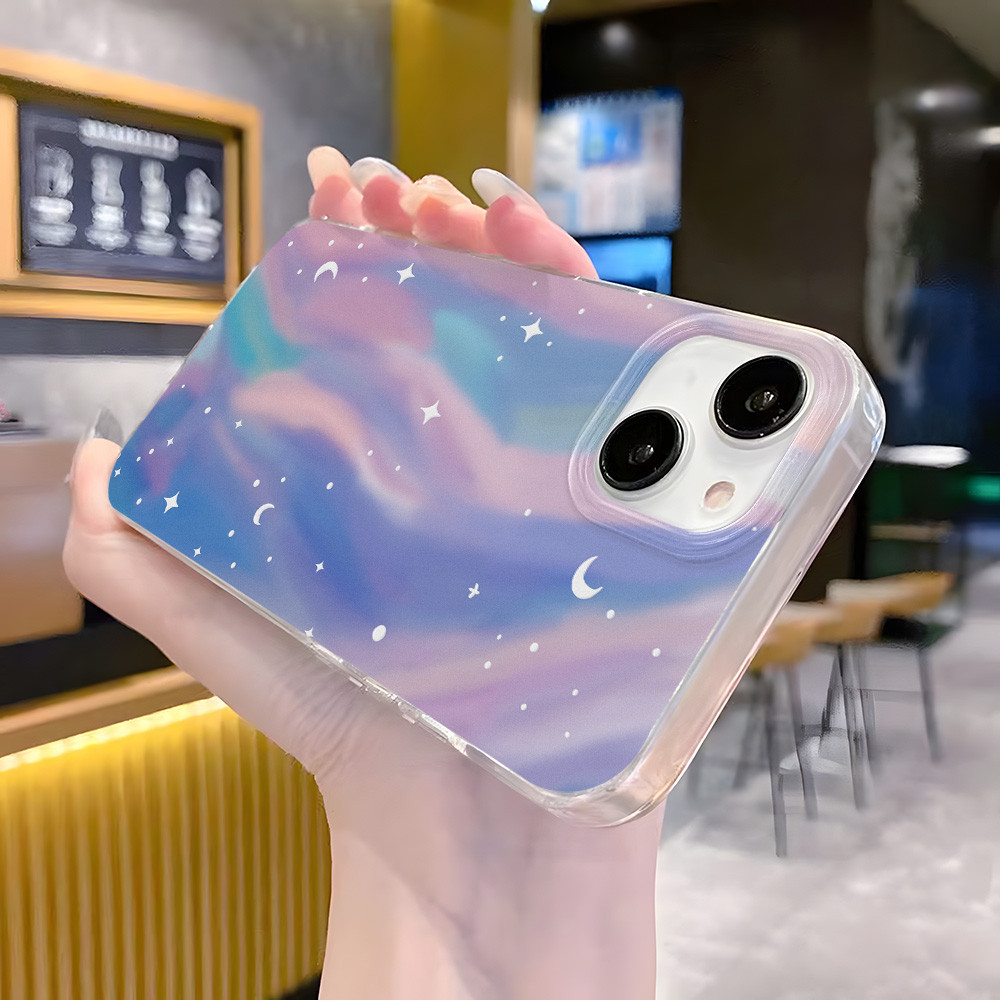 เคสโทรศัพท์ for iPhone 15 Plus 14 Plus 11 12 13 Pro Max แวววาวไล่ระดับด้วยเลเซอร์ ปกดาว อ่อนนุ่ม เคสโทรศัพท์กันกระแทก