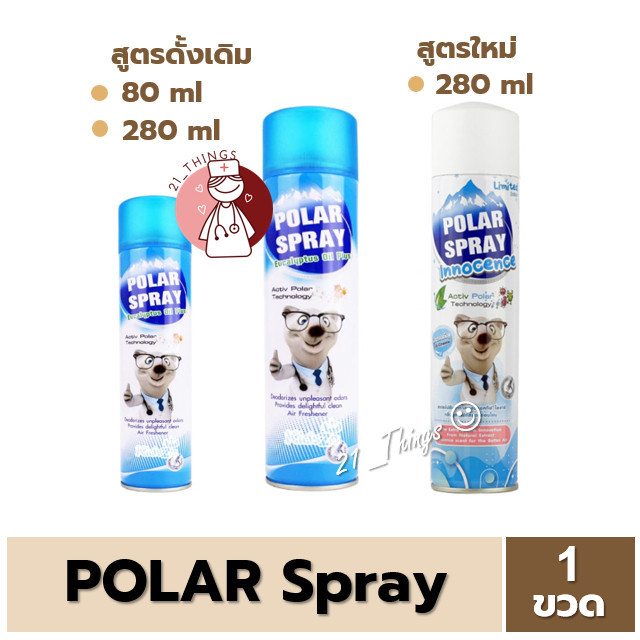 (1ขวด) Polar Spray Eucalyptus Oil Plus Activ Polar 80ml และ 280ml // Polar Spray Innocence ขนาด 280ml สูตรใหม่