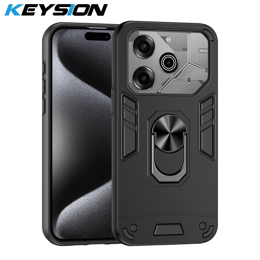 Keysion เกราะกันกระแทกสําหรับ Tecno Pova 6 Pro 5G ซิลิโคน + PC แหวนโทรศัพท์ฝาหลังสําหรับ Tecno Pova 