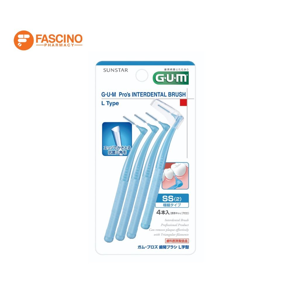 Gum Pro's Interdental Brush L-Shaped แปรงทำความสะอาดซอกฟันรูปตัว L Size 1mm (แพ็ค 4 ชิ้น)