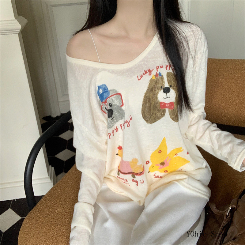 ฤดูใบไม้ผลิและฤดูร้อนบางสนุกพิมพ์เสื้อยืดป้องกันแสงแดดแขนยาว