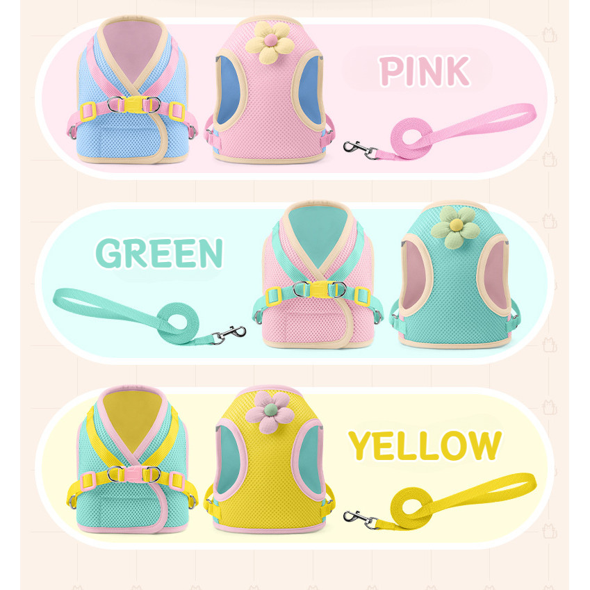 [Muhsinpet] สายรัดหน้าอกแมว Dopamine สายรัดหน้าอกสไตล์เสื้อกั๊ก สายจูงสุนัขแมว/เล็ก