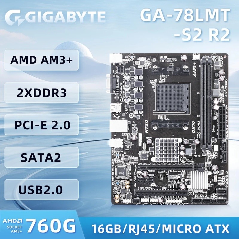 ใช้เมนบอร์ด Gigabyte GA-A78LMT S2 R2, AM3 + สล็อตรองรับโปรเซสเซอร์ AMD AM3 Phenom II/AMD Athlon II D