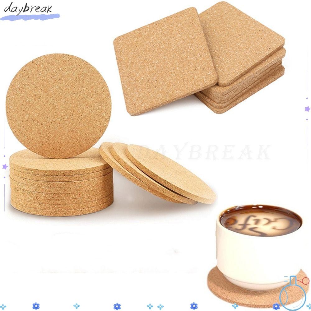 ที่รองแก้ว DAYBREAK, ไม้สแควร์วงกลมถ้วยน้ํา, Creative Anti Slip Cork ความร้อนฉนวนเสื่อโต๊ะรับประทานอาหารบ้านร้านอาหารและบาร์