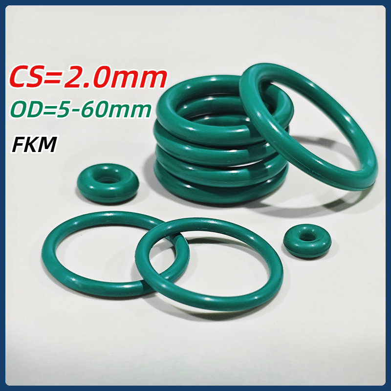 [MX1] FKM แหวนยางฟลูออไรด์โอริง CS2.0 มม. * OD5-60 มม/ ฟลูออรีนโอริงเส้นผ่านศูนย์กลางภายนอก5-60เส้นผ่าศูนย์กลางลวด2มิลลิเมตรสีเขียว เอฟกม ยางแหวนปิดผนึกทนน้ํามันทนอุณหภูมิสูงกรดด่างทน / Cs2.0mm * OD5-60mm O-R