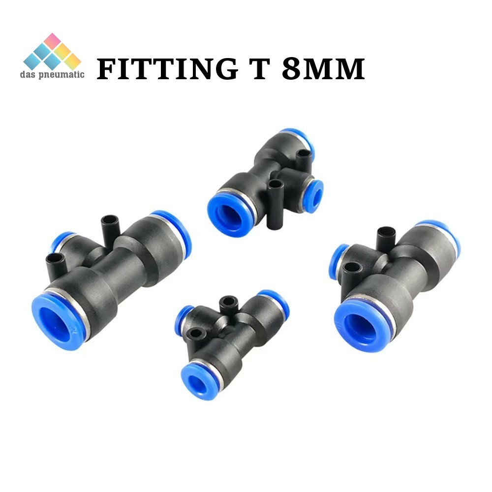 FITTING T TEE PNEUMATIC SIZE 8MM ANTI SLIP LOCK