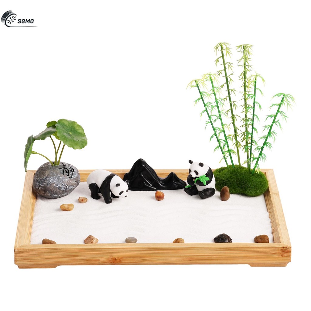 Panda Zen Gardens Rake Decor ผ่อนคลาย Mini Zen Garden Kit สําหรับโต๊ะทํางาน SHOPSBC5519