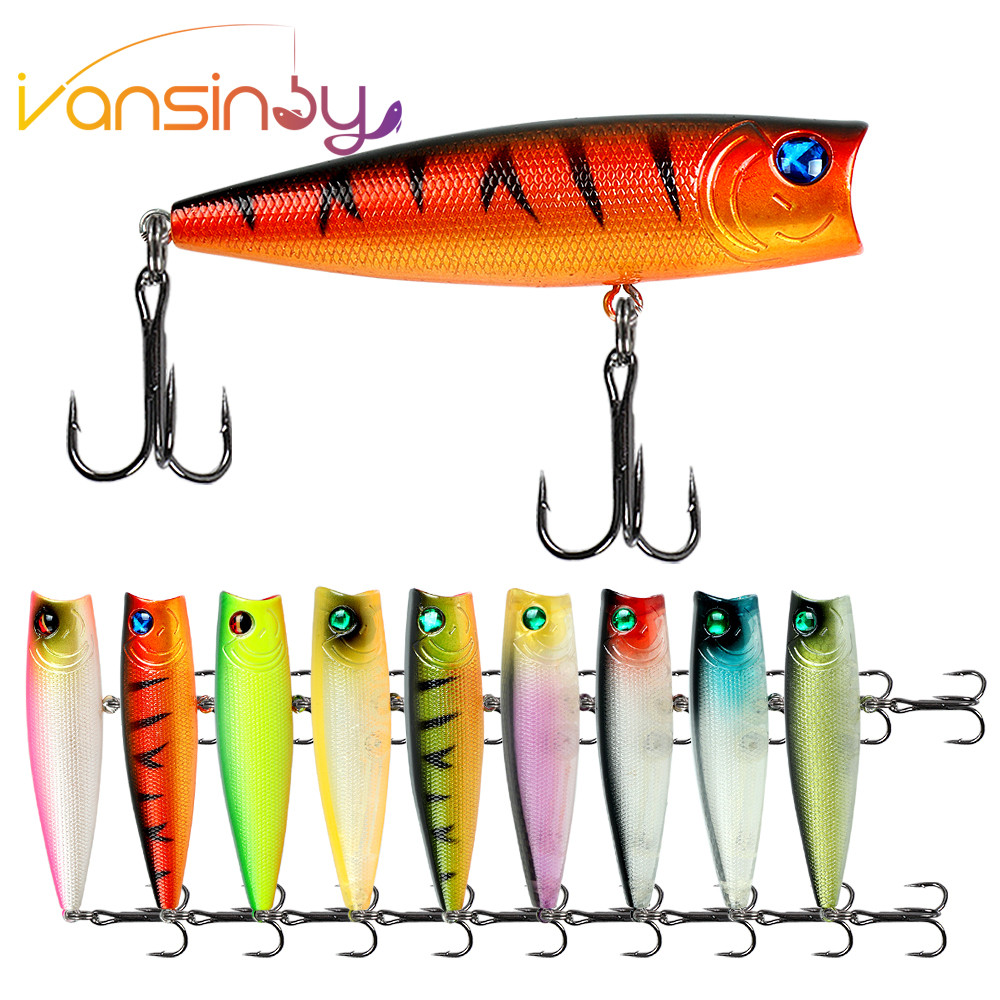 เหยื่อตกปลา 8 ซม./11g Hard เหยื่อ Popper Lure พร้อม Treble Hook Life-Like 3D Eyes Swimbait เหยื่อตกปลา Popper