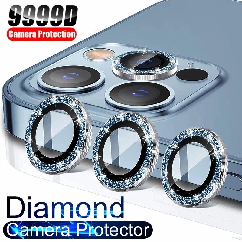 Luxury Glitter ฟิล์มเลนส์กล้องสําหรับ iPhone16 15 14 Pro Max 13 12mini 11 16Pro 16Plus Glass Protectors ฝาครอบเลนส์