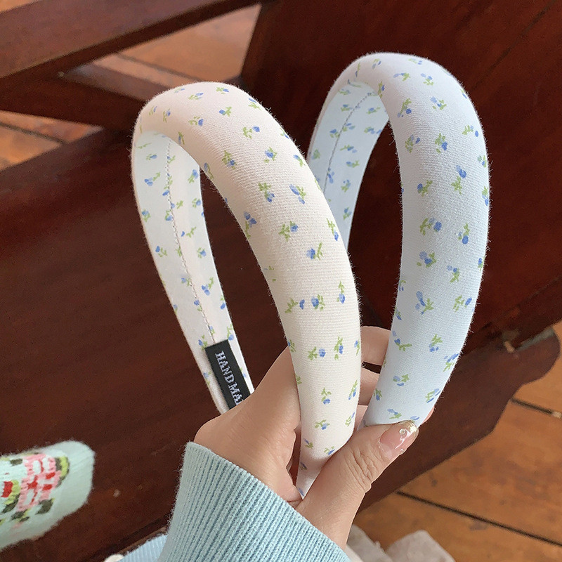 มูกัว/รูปแบบใหม่ดอกไม้ขนาดเล็กแถบคาดศีรษะสีฟ้าอบอุ่น ยี่ฟาน สไตล์เดียวกันแถบคาดศีรษะกะโหลกสูงกิ๊บสวมใส่ด้านนอกอุปกรณ์ผม