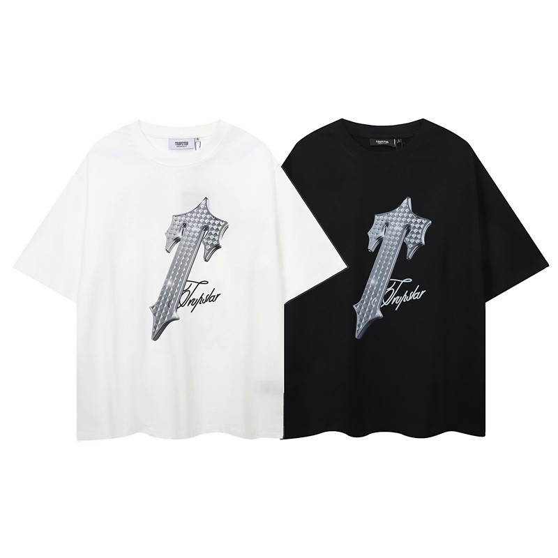 Trapstar British High Street Street Wear เสื้อยืดแขนสั้นผ้าฝ้ายแท้ผู้ชายฤดูร้อน