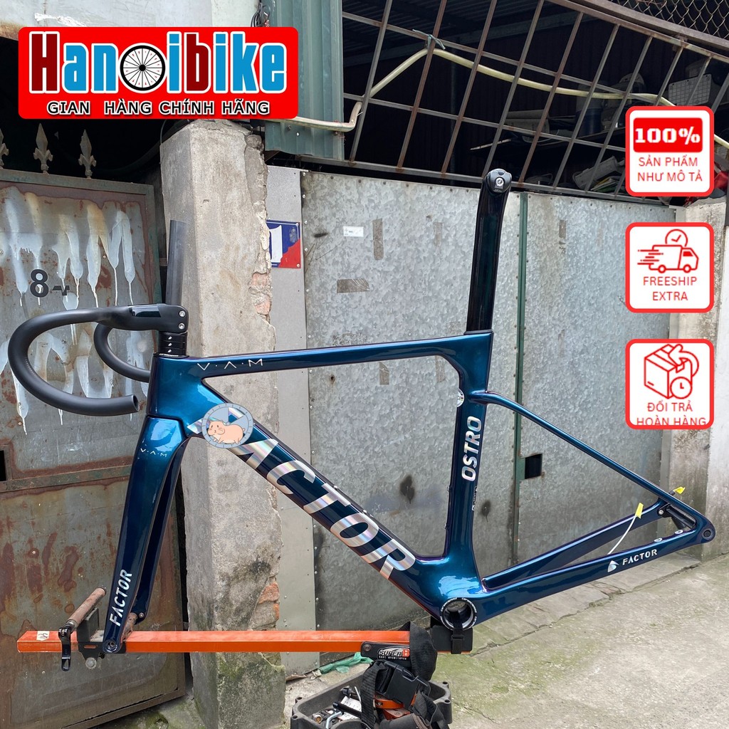 🌈🌟 FACTOR OSTRO VAC Carbon Road Bicycle Frame รหัส F04 ดิสเบรค (F1) - สีน้ําเงินเปลี่ยนสี - 49