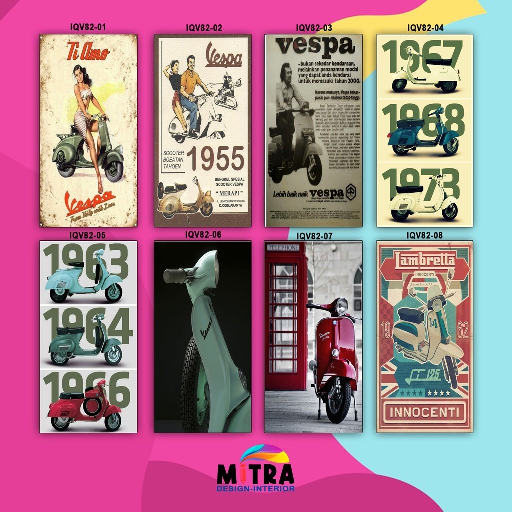 Retro Vespa Wall Decorative Vintage Vespa Poster walldecor cafe display ไม้ตกแต่งผนัง - IQV82