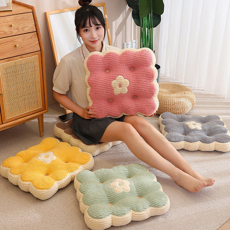 เบาะรองนั่ง เบาะรองนั่งเก้าอี้ ใช้พิงหลังได้ ลวดลายดอกไม้ หนานุ่มนั่งสบาย 40x40cm - รูปที่ 7