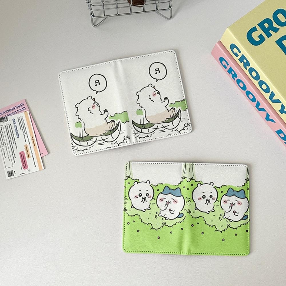 LUNAPUL Hachiware Passport Holder, Momonga Kurimanjyuuu Chiikawa Passport Cover, Fashion Travel Wallet Airplane Check-in Rakko Usagi Ticket Folder Female