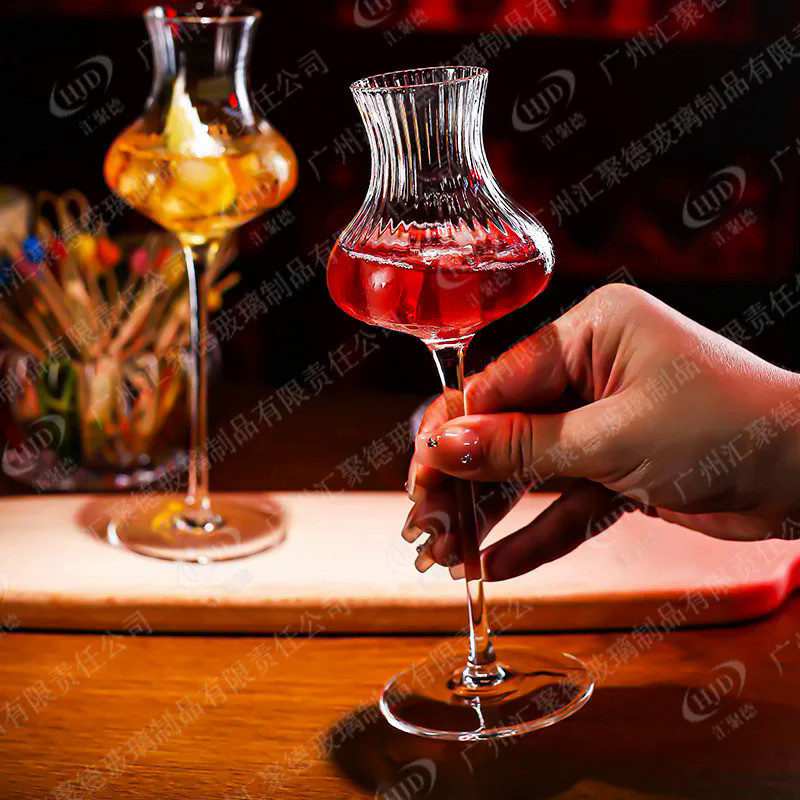 130ML lead-free Premium Crystal Cocktail Glassess, Champagne Coupe Glass, Handblown Barware Long Ste
