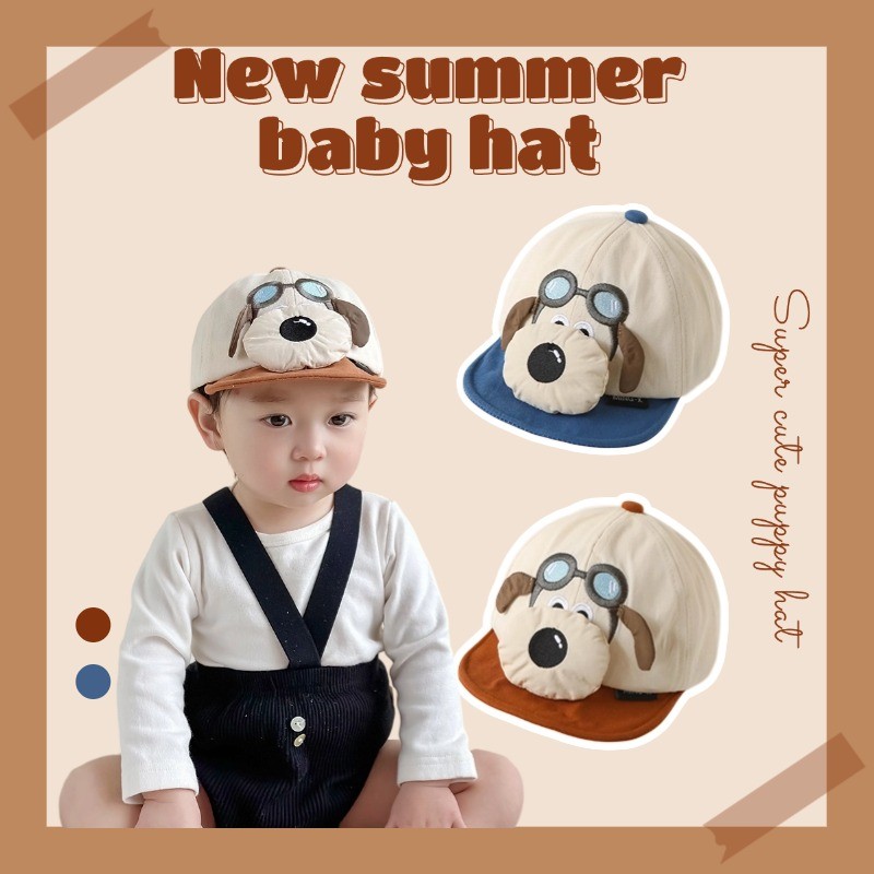 ฤดูร้อนหมวกเด็กใหม่เหมาะสําหรับ6-24เดือนลูกสุนัขทารกแฟชั่นหมวกปีกอ่อนปรับได้