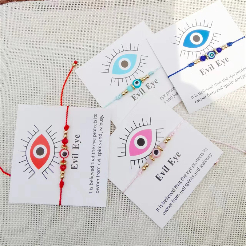 แฟชั่น Evil Eye สร้อยข้อมือเชือกถัก Faux คริสตัลลูกปัดกําไลข้อมือของขวัญเพื่อนสายรัดข้อมือ