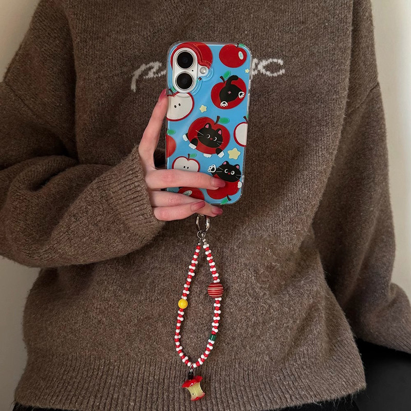 SN165 สำหรับ iPhone เคสโทรศัพท์กันกระแทกเกาหลีน่ารัก (เคส 16 Pro Max/15 Pro max 16 plus 14 pro max 16pro 12pro 11) พร้อมสายคล้องที่ถอดออกได้ ลายการ์ตูนผู้หญิง