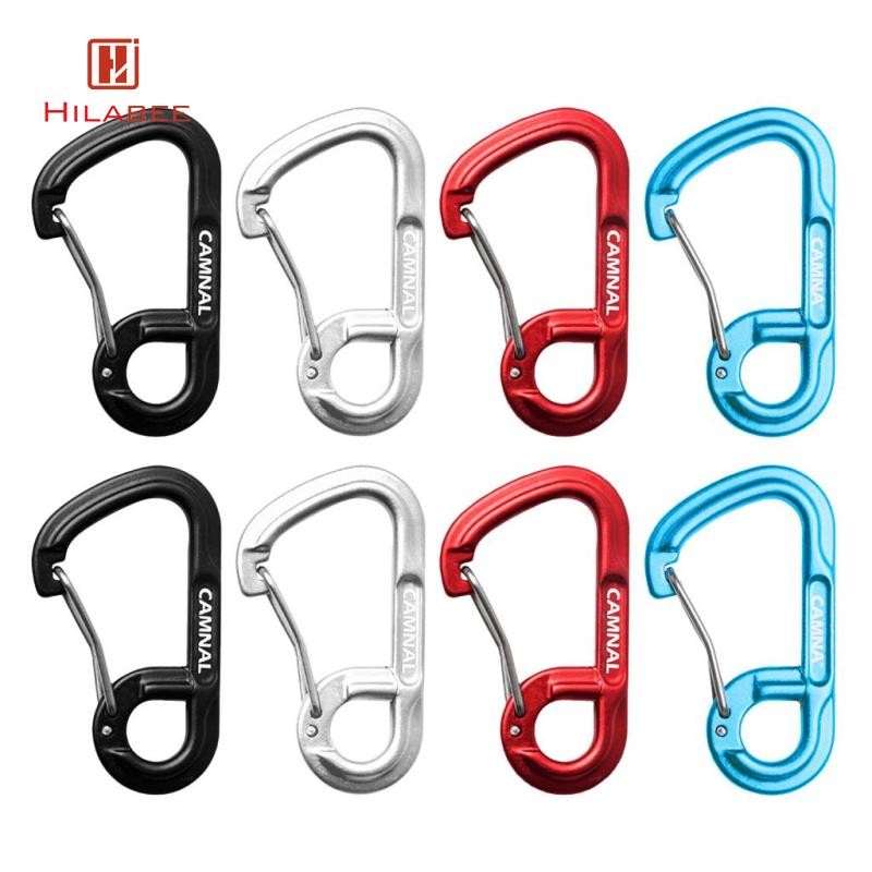 Hilabee 2 ชิ้นอลูมิเนียมหัวเข็มขัด Snap ฤดูใบไม้ผลิคลิป Hook Carabiner พวงกุญแจสีดํา