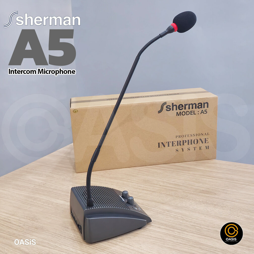 Sherman A5 Intercom Microphone ไมค์ตั้งโต๊ะพร้อมลำโพง ลำโพงติดต่อแบบ 2 ทาง ไมค์ประกาศตั้งโต๊ะ ไมค์ตั้งโต๊ะ ไมค์ประกาศ