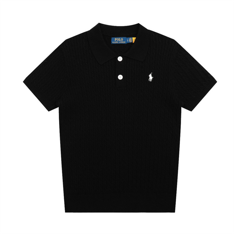 High-end Trend ผู้ชายและผู้หญิงถักเสื้อโปโลดอกไม้ขนาดเล็กเย็บปักถักร้อยเสื้อ All-Match แขนสั้น Unisex