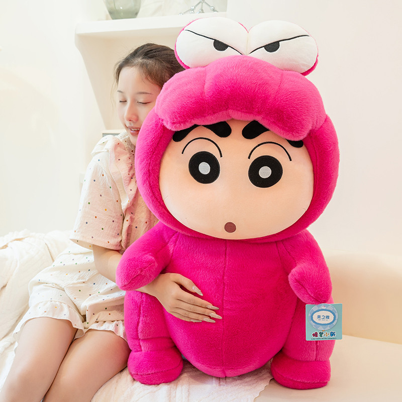 80 ซม.Original Crayon Shin Chan Plushies ของเล่น CrayonShinChan เปลี่ยนเป็นจระเข้สีชมพูตุ๊กตาตุ๊กตา