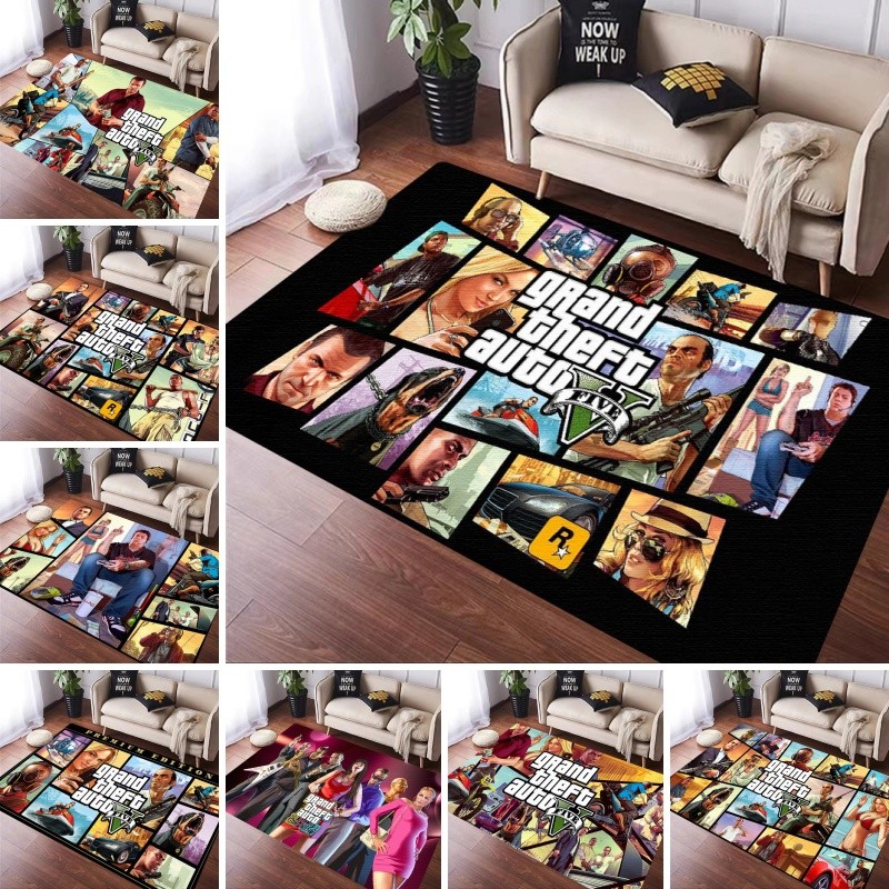 นุ่ม GTA Grand Theft Auto เกม Gamer พรมสําหรับเด็กห้องนั่งเล่นห้องนอนโซฟาตกแต่งพรมกันลื่น z69