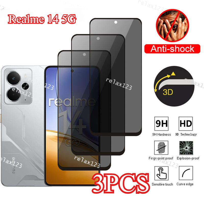 Realme 14 5G 3PCS Anti-spy ความเป็นส่วนตัวสําหรับ OPPO Realme 14 5G Realme14 5G 2025 กระจกนิรภัยหน้า