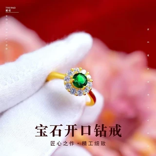 Emas 916 Gold Bangkok Female Ruby and Diamond Ring ในทองคํา 18k