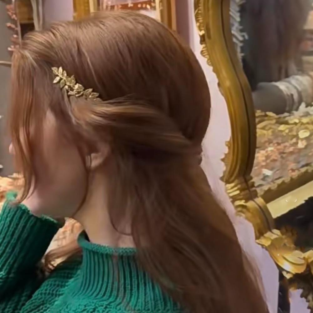 QINYUZ9 Headpieces งานแต่งงาน,ใบมะกอกอุปกรณ์เสริมผม Back-worn Leaf ที่คาดผมโลหะ,แฟชั่น Vintage Hair Band สําหรับผู้หญิง - รูปที่ 3