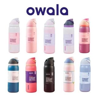 Owala FreeSip ขวดน้ําสแตนเลสหุ้มฉนวนมือถือถ้วยฟางถ้วยสูญญากาศสองชั้นกระติกน้ําร้อนขวดน้ํา