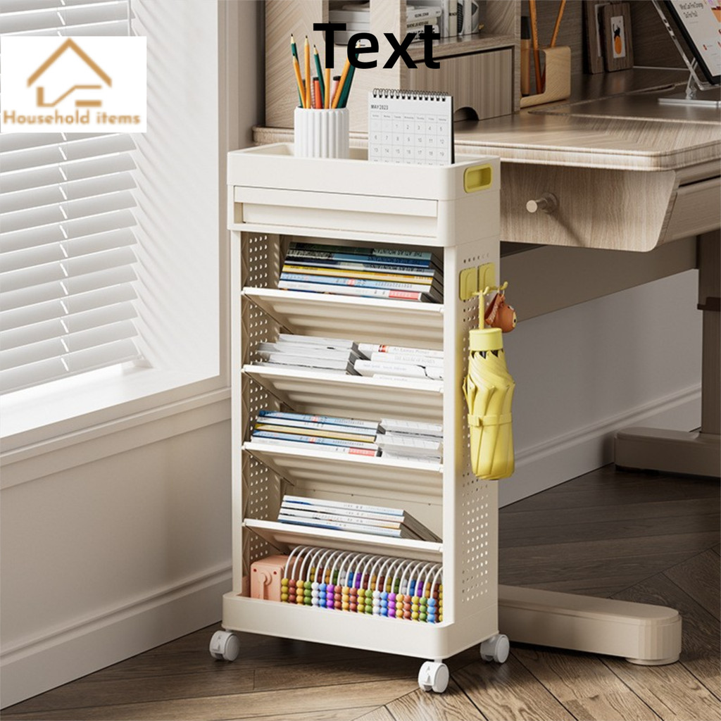 Multi-layer Storage Rack ล้อ Roller Rack โต๊ะ Handy เครื่องมือที่ถอดออกได้แฟ้ม Rack สํานักงานชั้นวางหนังสือ Layered Design