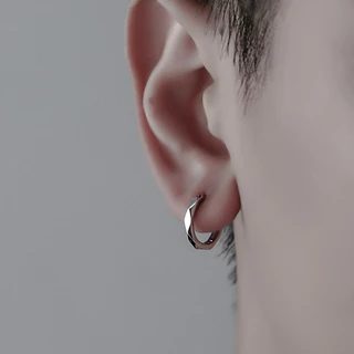 เพชร Faceted ต่างหูผู้ชายผู้หญิงสไตล์ใหม่ All-Match High-End เงินเครื่องประดับหู