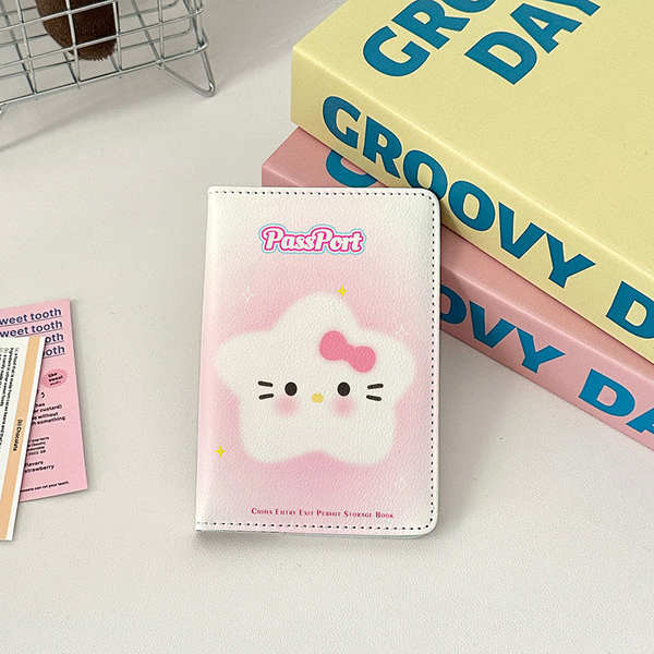 พาสปอร์ต พาสปอร์ตเคส Sanrio Hello Kitty Passport Holder Document Bag Protective Case Multi-Function Card Holder Traveling Abroad Portable Storage
