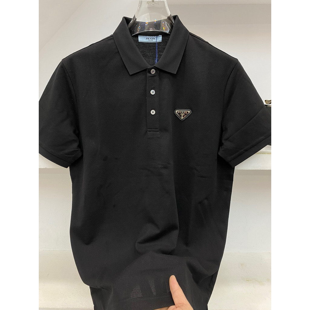 Pr24 เสื้อยืดโปโล แขนสั้น คอปก ทรงสามเหลี่ยม ระบายอากาศ สไตล์ใหม่ ฤดูร้อน สําหรับผู้ชาย