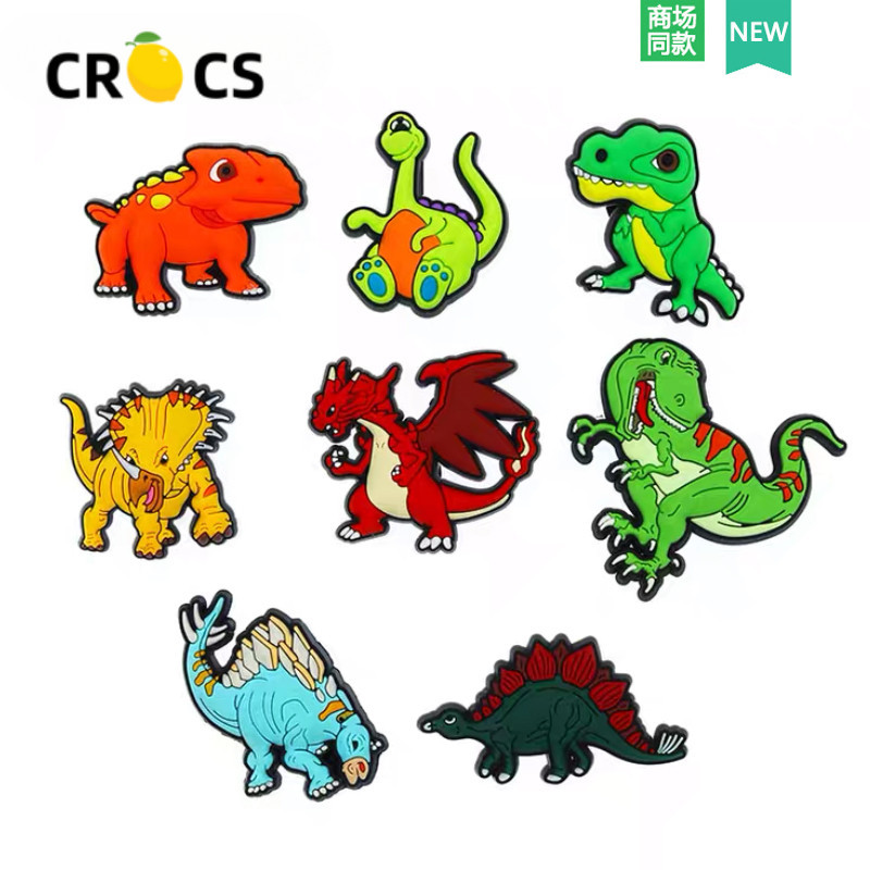 อุปกรณ์เสริมหัวเข็มขัด ลายการ์ตูนไดโนเสาร์ สําหรับตกแต่งรองเท้า crocs DIY