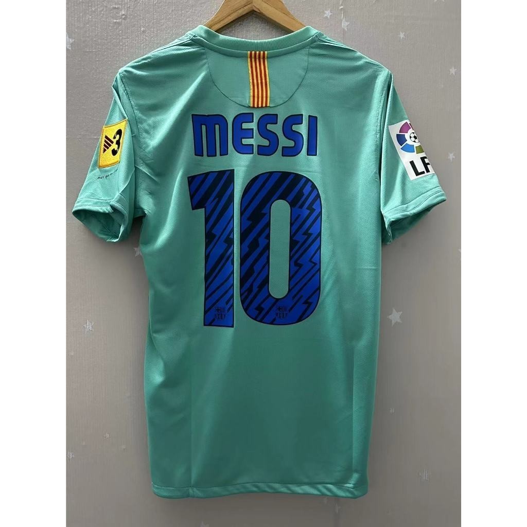 10-11 Barcelona MESSI A.INIESTA XAVI คุณภาพสูง Away Retro ฟุตบอล Jersey เสื้อยืดที่กําหนดเอง